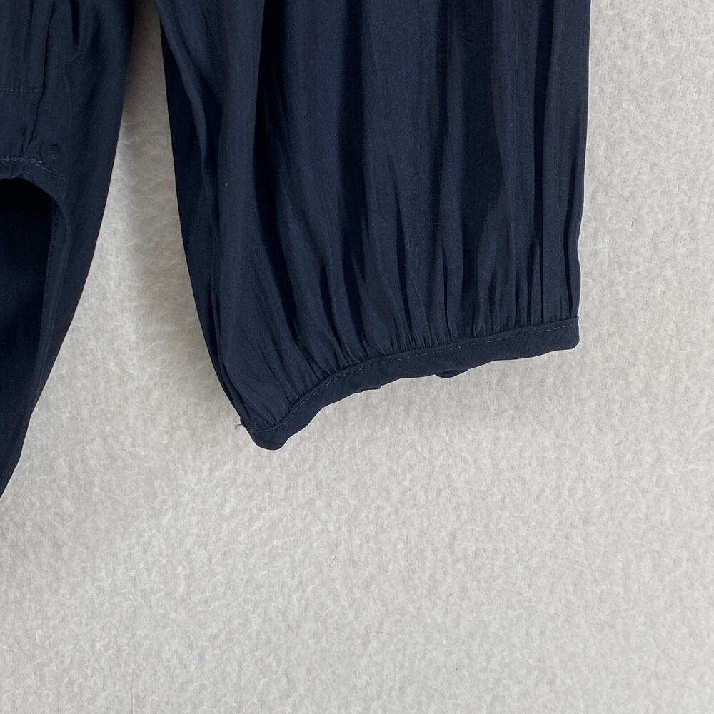 CALYPSO ST BARTH Top XS Satin Tunic Blouse Pintuck Popover Long Sleeve Blue - Picture 8 of 12